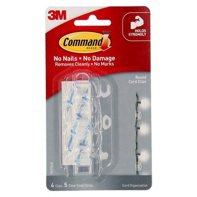 Command™ Round Cord Clips Clear 4pk - 17017CLR