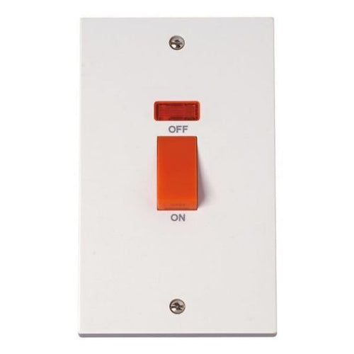 45amp DP Switch/Neon (2gang) 8270Bag (1434-38)