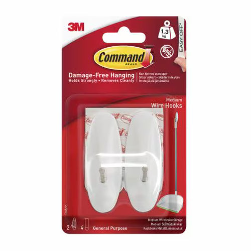 Medium Wire Hooks White 2pk  17068