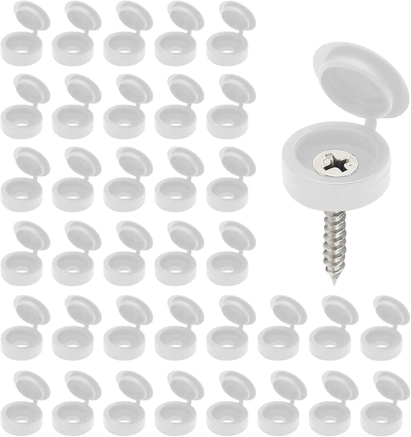 White Hinged Screw Covers CJ37P pk 20