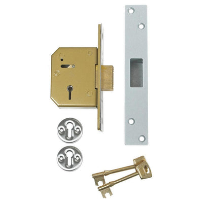 3G115 5 Lever Mortice Deadlock Brass carded