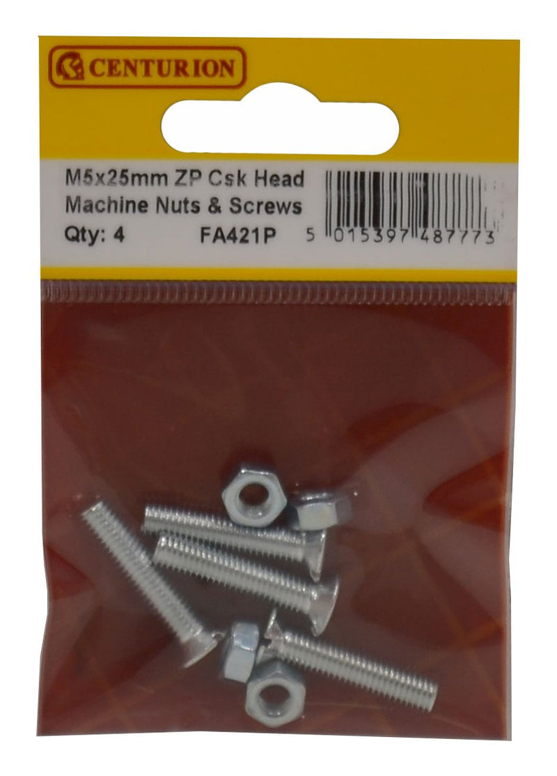 M5 x 25MM ZP CSK Head Machine Screws & Nuts FA421P