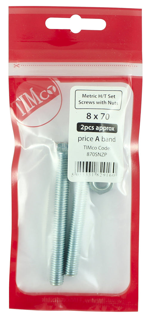 8x70 Zinc Hex Nut & Bolt 870SNZP