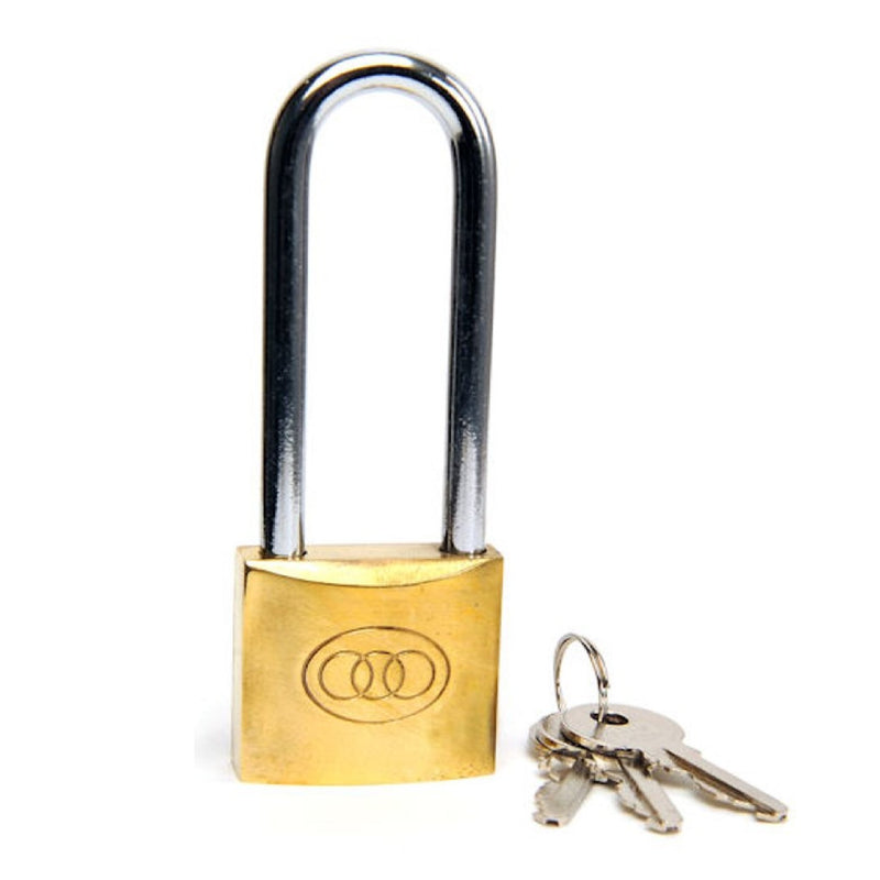Long Shackle Tri-Circle 265-50mm Brass Padlock