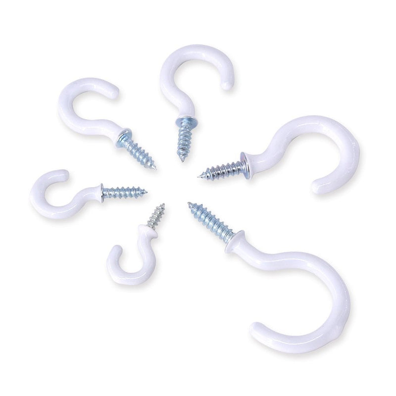 38mm White PVC Shouldered Cup Hooks Pk 5 HE113P