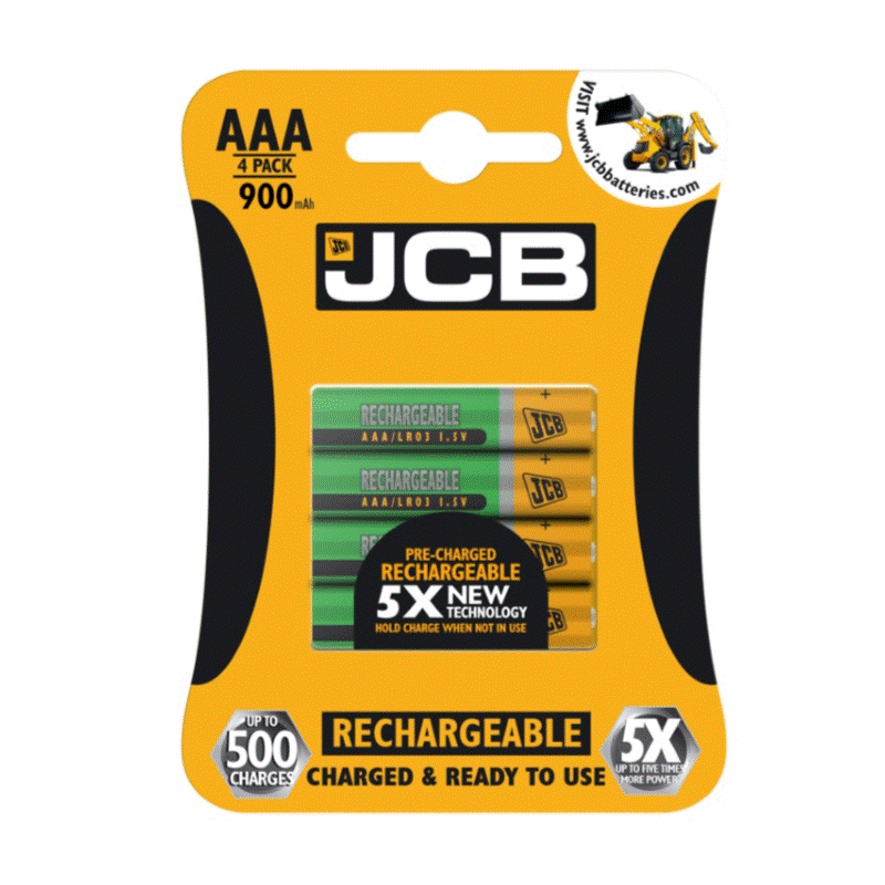 JCB AAA Rechargeable Pk4 900mah