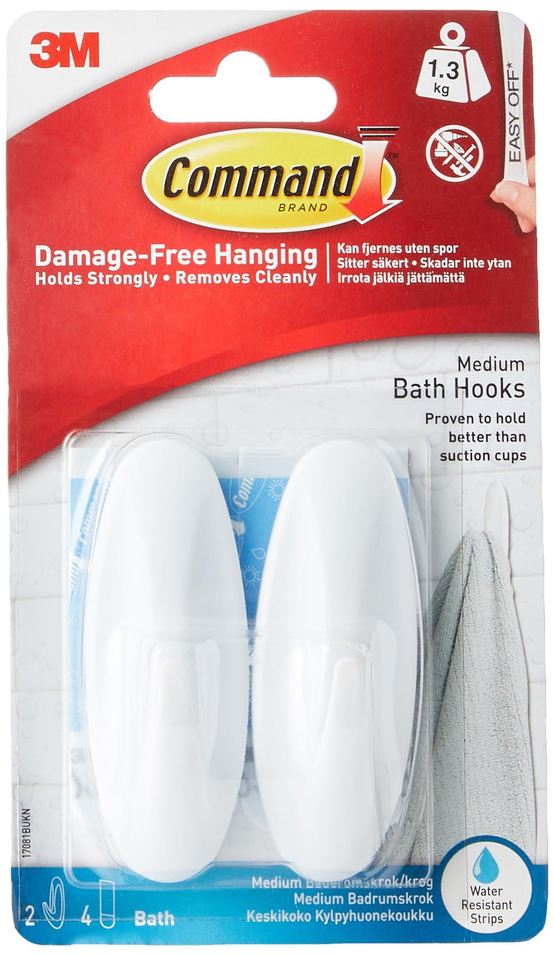 Medium Bath Hooks White 2pk  17081WD