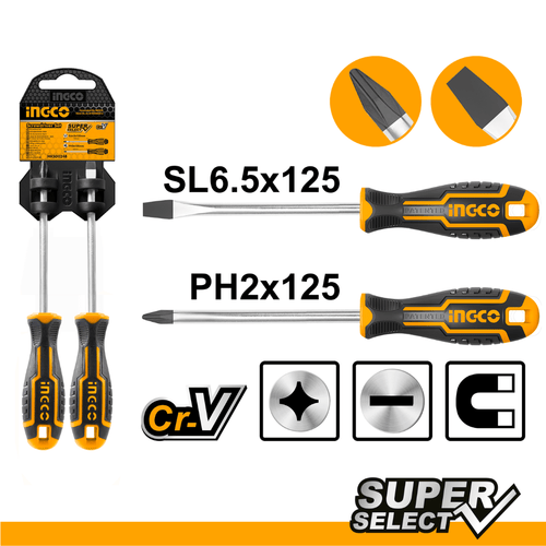 INGCO 2 PCS SCREWDRIVER SET (SL65X100) x (PH2X100)