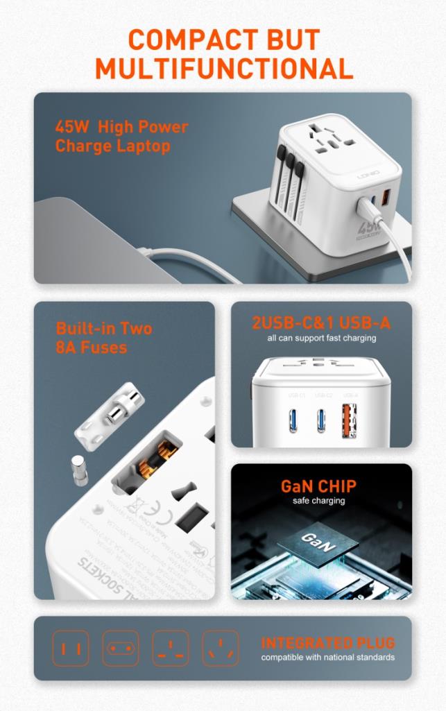 LD 45W GaN UNIVERSAL TRAVEL