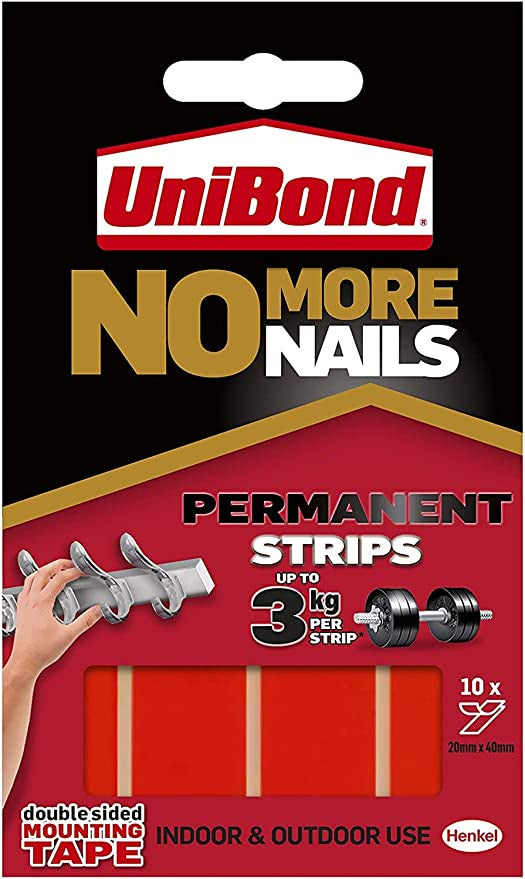 No More Nails Permanent Strips 3KG pk10 19mmx40mm - Red