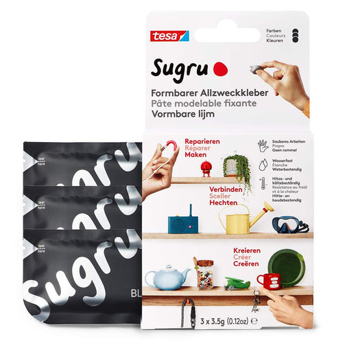 Tesa Sugru Moldable Glue - Black (3 x 3.5g)