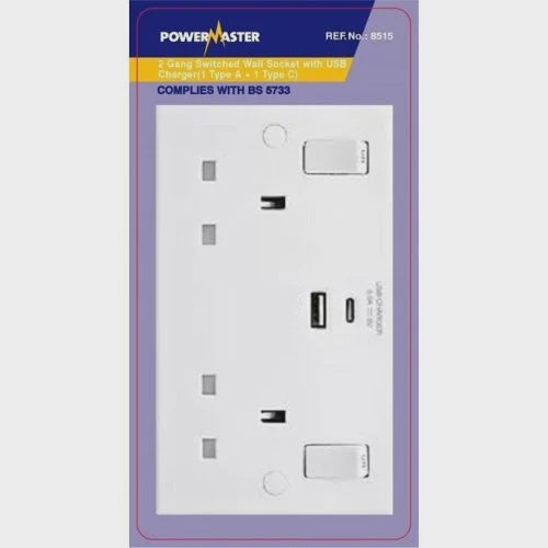 Twin Switch Socket With 2Usb 8283 13A