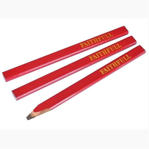 Faithfull  Pack  3 Carpenters Pencils- Red / Medium FAICPR