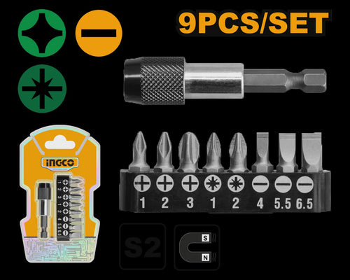 Ingco 9 Pcs Screwdriver Bits set