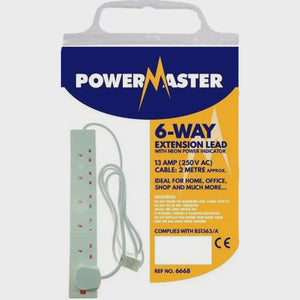 PowerMaster 6-Way Extension Lead with Neon Power Indicator