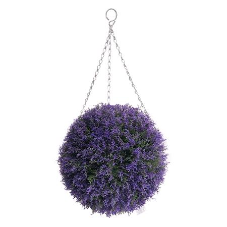 Artificial Topiary Hanging Ball Purple Heather Effect - 30cm