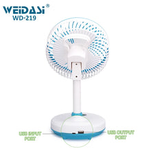 Load image into Gallery viewer, Weidasi Rechargeable Mini Fan With Side Light WD-219