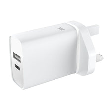 Load image into Gallery viewer, FX Factory 20W USB-A &amp; USB-C Dual USB Mains Charger - White