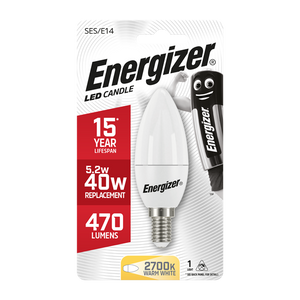 ENERGIZER LED 5.9W (40W) 470 LUMEN E14 OPAL CANDLE LAMP WARM WHITE