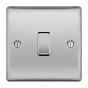 BG Brushed Steel Switch - 10A 1 Gang 2 Way