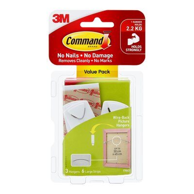 Command™ Wire-Back Picture Hanger Value Pack White 3pk - 17043