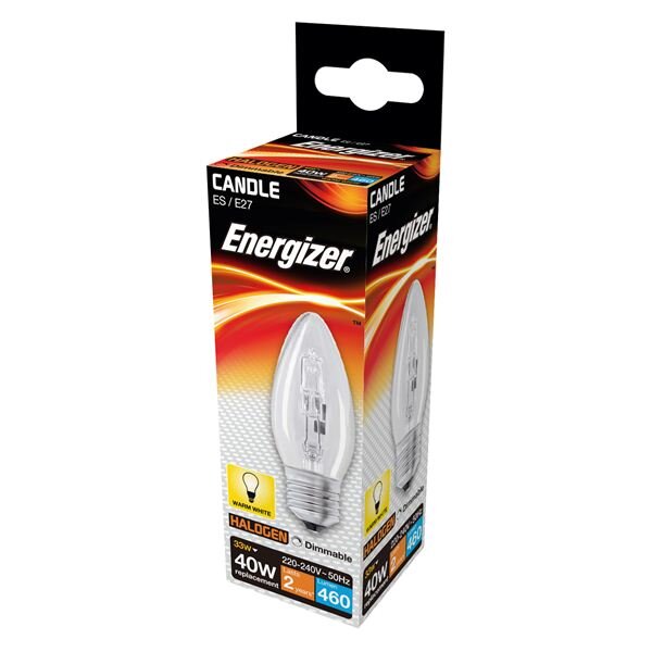 ENERGIZER ECO HALOGEN 28W (40W) E27 CANDLE LAMP BOXED