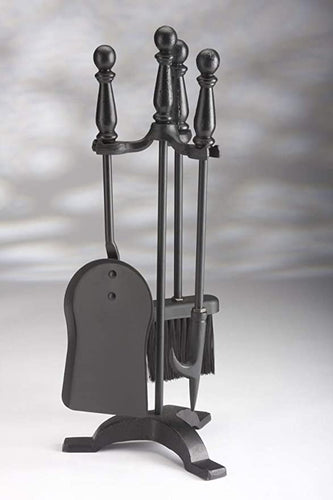 Inglenook 4 Piece Black Fire Companion Set Fireplace Fireside Tools Hearth Shovel Poker Stand Brush