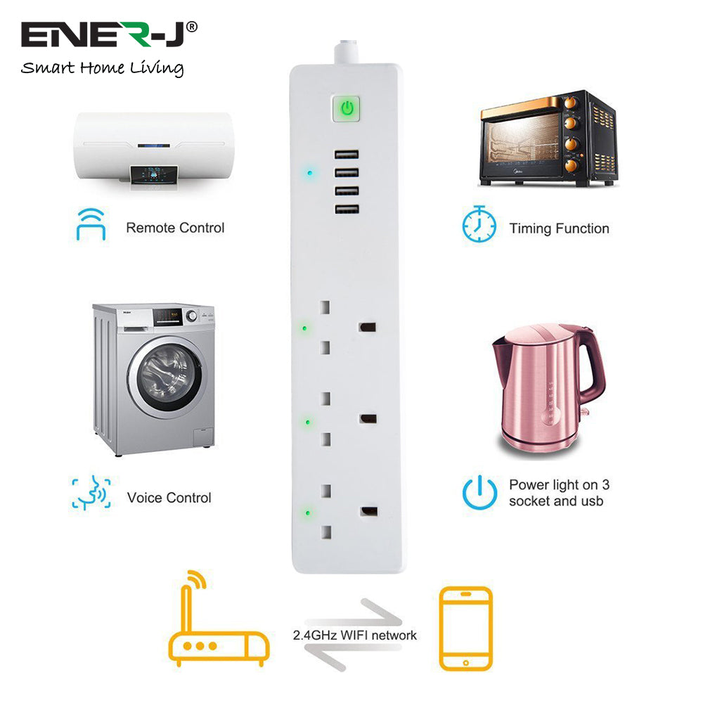 Ener-J Wifi Extension Lead with 4xUSB