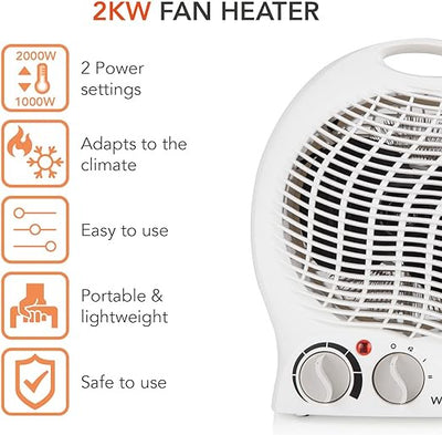 Warmlite Fan Heater with Adjustable Thermostat WL44002