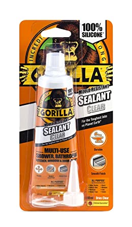 Gorilla Mould Resistant Sealant 100% Silicone Clear 80ml