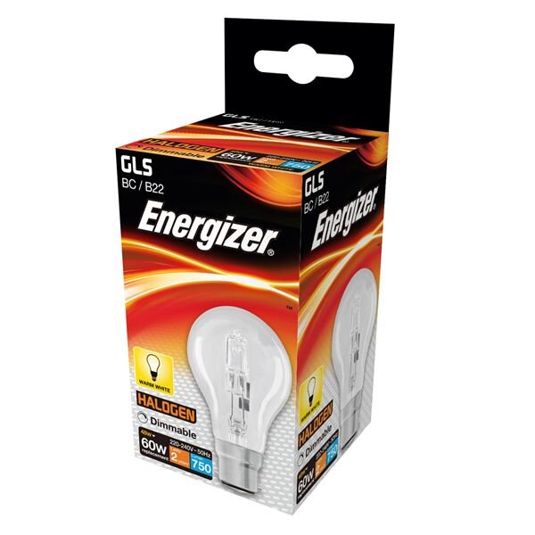 ENERGIZER ECO HALOGEN 48W (60W) B22 CLEAR GLS LAMP