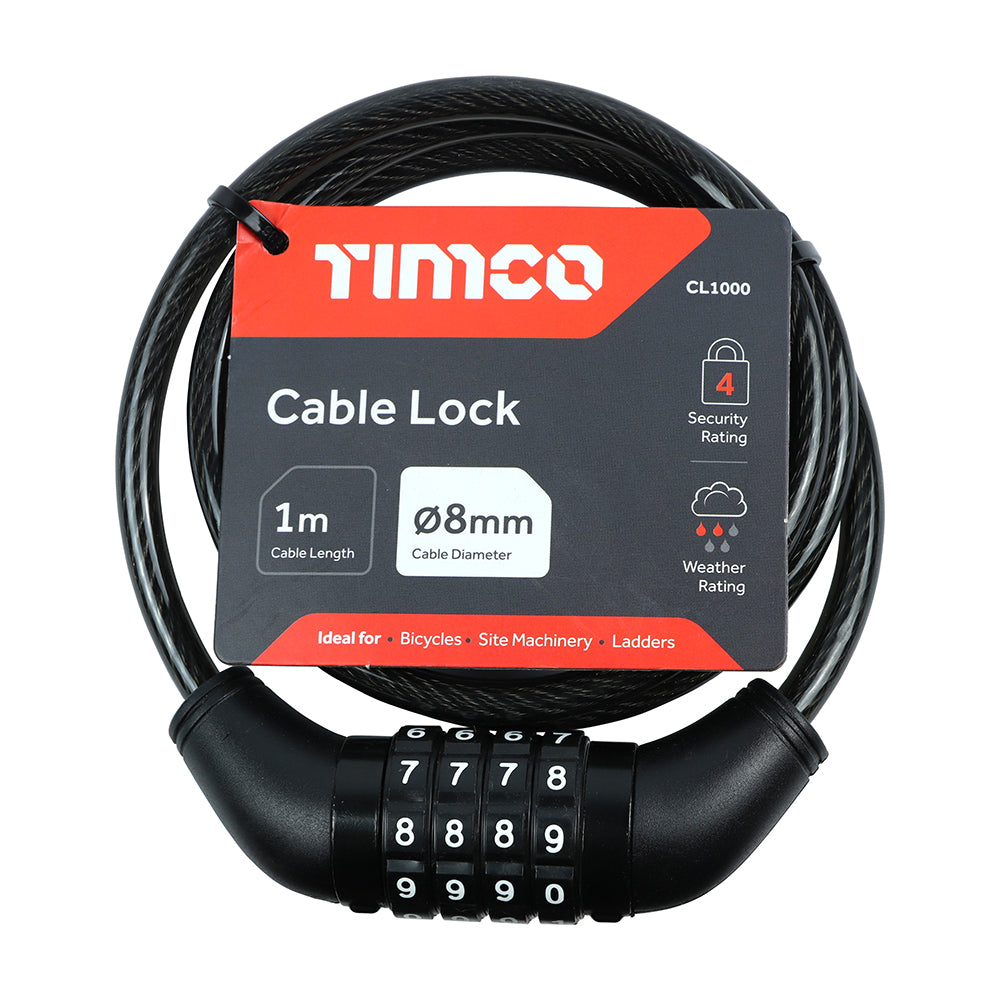 Combination Cable Lock-8mm x 1m