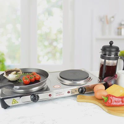 Kitchen Perfected 2000w Double Hotplate - Stainless Stee
