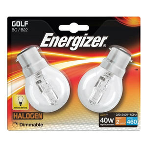 Energizer BC (B22) 2 Halogen Golf Ball Bulbs 40W