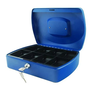 Q-Connect Standard 10 Inch Medium Key Lock Cash Box-Blue