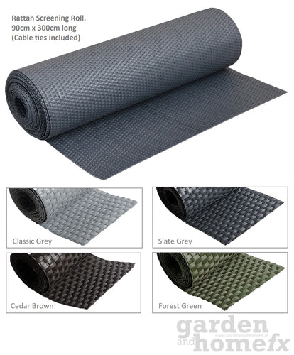Poly Rattan Screening – 3m x 90cm Roll Forest Green