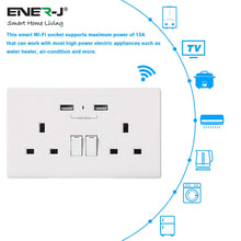Load image into Gallery viewer, Wi-Fi Twin Wall Socket + 2 USB Ports