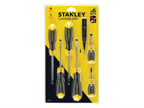 Stanley 6 Pcs + Voltage Tester Screwdriver Set Cushion Grip 0-65-009