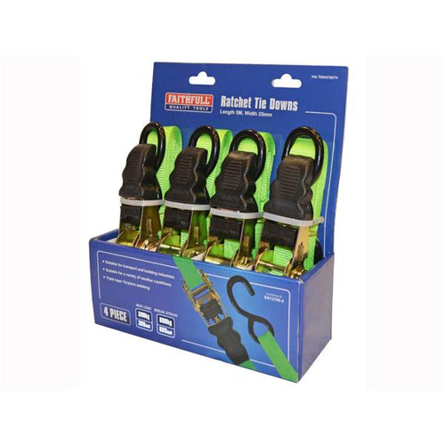 4Pce Ratchet Tie Down Set FAITDRATSET4