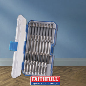 Faithfull 16pcs Screwdriver Bit Set Long Impact In case