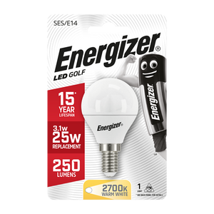 ENERGIZER LED 3.4W (25W) 250 LUMEN E14 OPAL GOLF BALL LAMP WARM WHITE