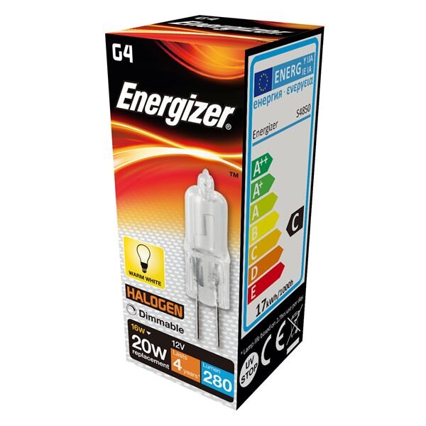 ENERGIZER ECO HALOGEN 14W (20W) G4 CLEAR CAPSULE LAMP BOXED
