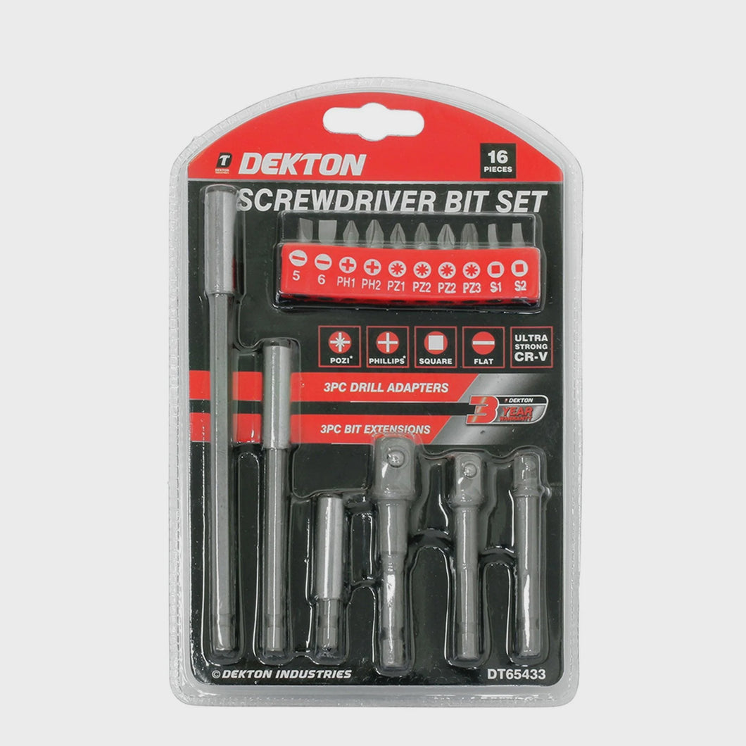 Dekton 16 Piece Screwdriver Bit Set + Bit Holder Set