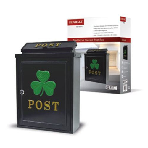 De Vielle Green Shamrock Design Diecast Post Box
