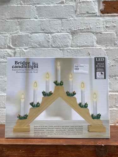 Christmas Gift Snow White Pine Candle Bridge with 7 Candle Lights
