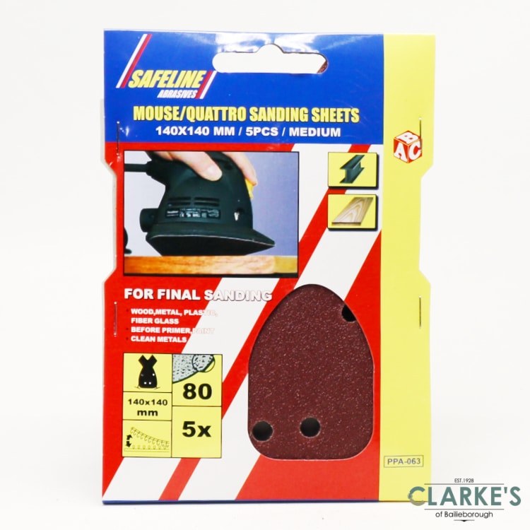 Safeline Mouse Sander Sanding Pads Medium 80 | Pack of 5