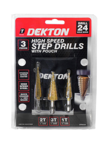 Dekton High Speed Steel Step Drills Set With Pouch DT80234