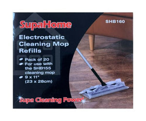 SupaHome Electrostatic Dust Magnet Broom Cleaning Mop Refills Pack of 10 wipes