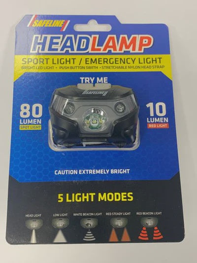 Safeline 80 lumens Head Torch USB Rechargable